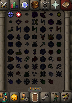The OSRS standard spellbook showing every spell, with nothing filtered out